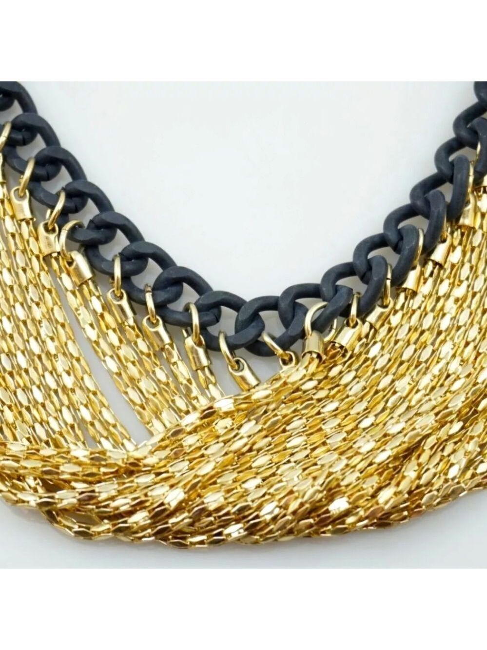 Guess Two-Tone Chain Swag Tassel Statement Necklace NWOT - Picture 3 of 4
